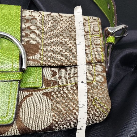 Coach Signature Patchwork Canvas Python Buckle Shoulder Bag - Picture 7 of 11